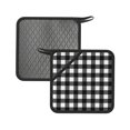 thumbnail image 1 of 2PCS Pot Holders for Kitchen - Black White Twill Stripe Plaid Heat Resistant Non Slip Silicone Pot Holders with Hanging Loop, Oven Hot Pads Potholders for Kitchen Decor Baking Cooking, 1 of 6