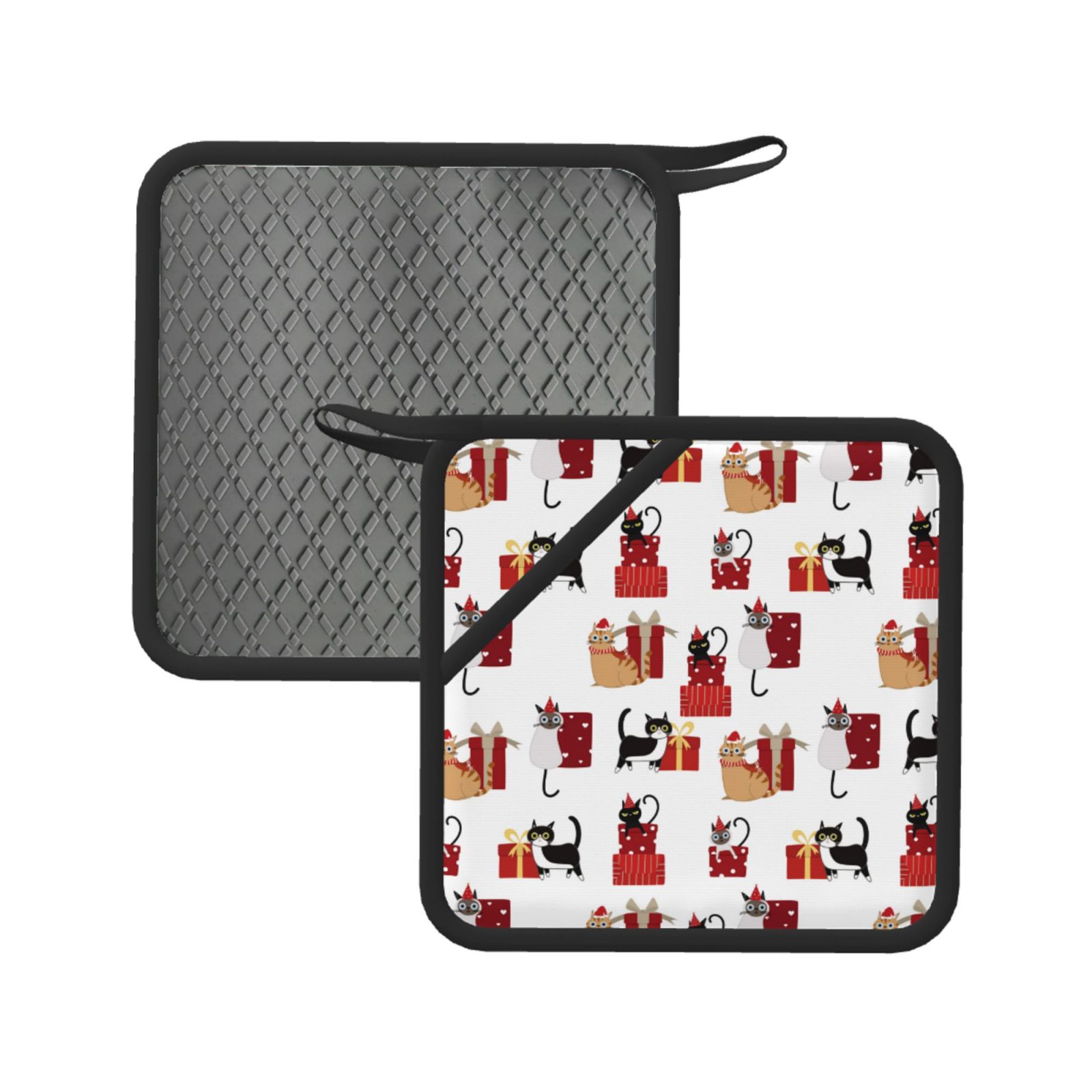 2PCS Pot Holders for Kitchen - Cute Cat And Christmas Gift Heat ...
