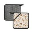 thumbnail image 1 of 2PCS Pot Holders for Kitchen - Heat Resistant Silicone Pot Holders with Hanging Loop, Hand Drawn Cute Chicken Flower Non Slip Oven Hot Pads, Potholders for Decor Baking Cooking Kitchen, 1 of 6
