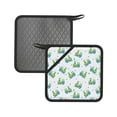 thumbnail image 1 of 2PCS Pot Holders for Kitchen - Heat Resistant Silicone Pot Holders with Hanging Loop, Train Pattern green Non Slip Oven Hot Pads, Potholders for Decor Baking Cooking Kitchen, 1 of 6