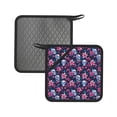 thumbnail image 1 of 2PCS Pot Holders for Kitchen - Heat Resistant Silicone Pot Holders with Hanging Loop, funny Skull daisy flower Non Slip Oven Hot Pads, Potholders for Decor Baking Cooking Kitchen, 1 of 6