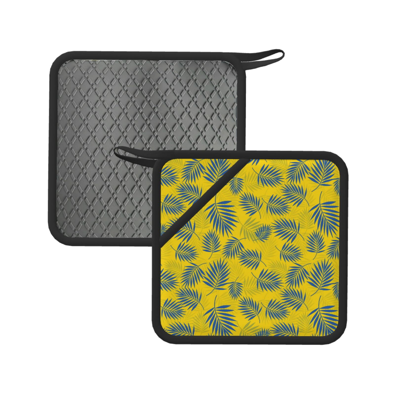 2PCS Pot Holders for Kitchen Yellow Palm leaf Non Slip Pot Holders