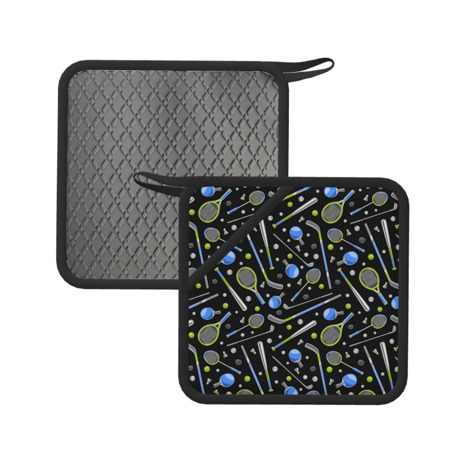 2PCS Pot Holders for Kitchen - tennis rackets hockey sticks Silicone ...