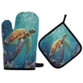 thumbnail image 1 of 2PCS Pot Holders and Oven Mitts Sets Cooking Gloves Kitchen Gloves Heat-Resistant Non-Slip for Baking Cooking Beautiful Sea Turtle, 1 of 5