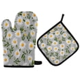 thumbnail image 1 of 2PCS Pot Holders and Oven Mitts Sets Cooking Gloves Kitchen Gloves Heat-Resistant Non-Slip for Baking Cooking White Chrysanthemum Pattern, 1 of 5