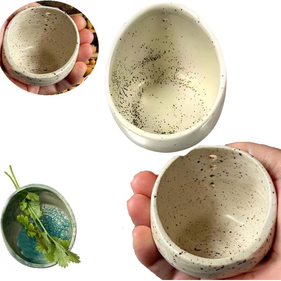 2PCS Pottery Herb Stripper Bowl,Herb Stripper Bowl Ceramic,Ceramic Herb Stripper，Handmade Herb Stripper Tool For Dishwasher And Microwave Peeling Off The Leafy Assembly