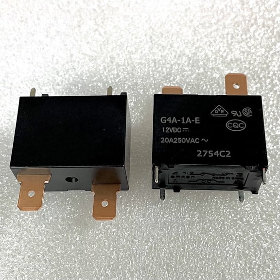 2PCS Power Relay 12V 4Pin 20A Silver Alloy Contacts, Model G4A-1A-E-12VDC/G4A-1A-E-24VDC, Reliable Control for Automation and Industrial Applications, Black(G4A-1A-E-12VDC)