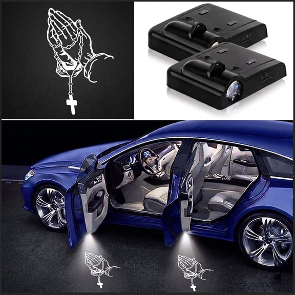 2PCS Prayer Cross Car Door Lights Logo Projector LED Shadow Bulb Welcome Lamp,Prayer Cross Gifts