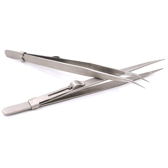 2PCS Tweezers, Model Hobby Making Tools, Upgraded Bent and Straight Flat Tip Stainless Steel Tweezers