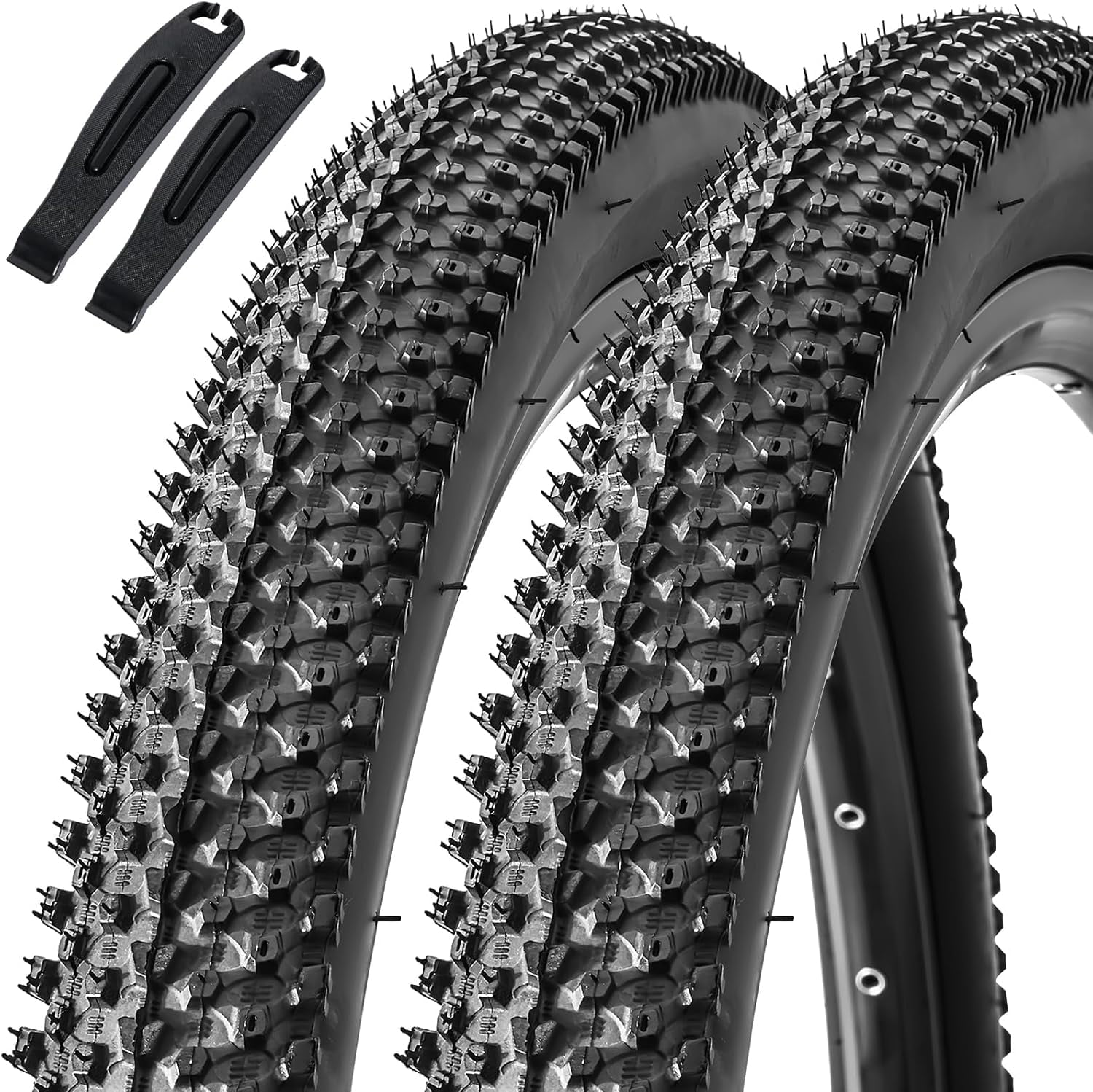 2PCS Premium Folding Bike Tires 26x1.95 Inch (50-559mm), Replacement Mountain Bike Tires 60 TPI Puncture-Resistant, Came with 2PCS Tire levers