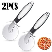 2PCS Pizza Cutter - Durable Stainless Steel Pizza Cutter Wheel - Easy-to-Clean, Easy-to-Use Pizza Slicer - Super Sharp with Non-Slip Handle - Dishwasher Safe Pizza Wheel (Black)