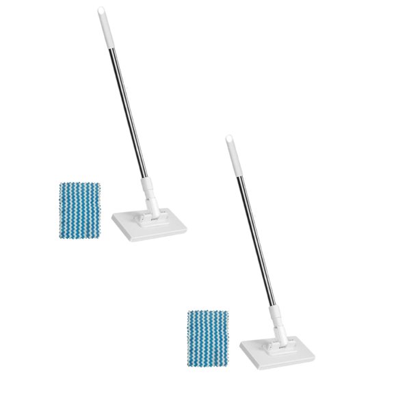 2PCS Pressure Clamping Wiper No Hand Washing One Button To Change Automatic Clamping Cloth Floor Wiper With Reusable Microfiber Towels 16X8.5X100Cm Utility