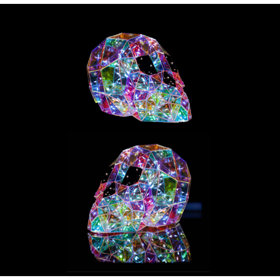 2PCS Prismatic Iridescent Skull , Halloween Skeleton Decor, Prismatic Ghost LED Lights, Iridescent Ghost Night Light, Halloween Ghost Decorations,Halloween Light Up Ghost Decor