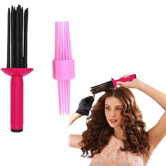 2PCS Professional Curl Styler, 3-in-1 Lift Direct Volume, Tangle-Free Curling Roller Comb, Perfect for Natural Curly Hair & Salon-Quality Results