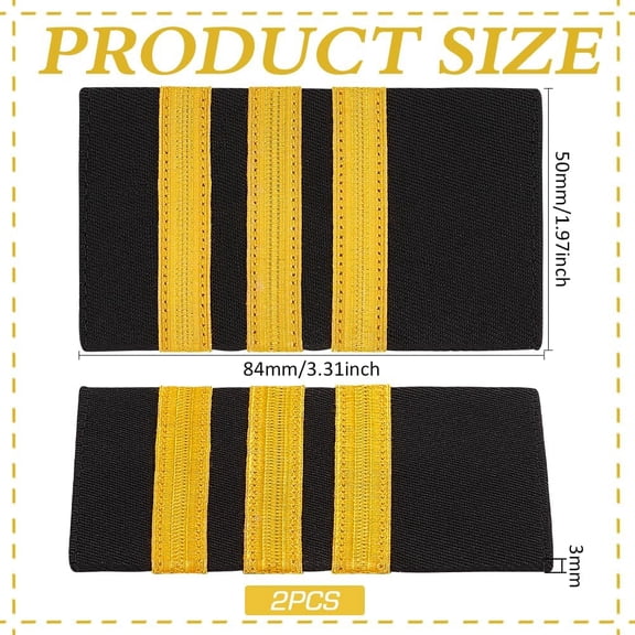 2PCS Professional Pilot Uniform Epaulets Epaulets with Three Gold Stripes Captain Shoulder Boards