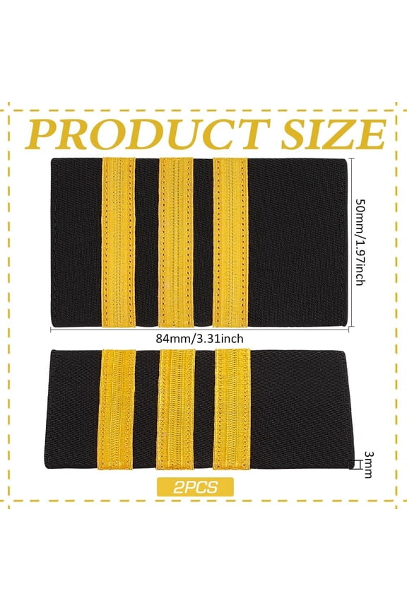 2PCS Professional Pilot Uniform Epaulets Epaulets with Three Gold Stripes Captain Shoulder Boards