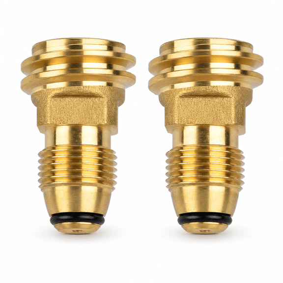 2PCS Propane Tank Adapter POL to QCC1 Type 1 – Brass LP Gas Tank Converter for Grill, Heater & RV, Converts Old Style POL Valve to New QCC1 Regulator or Hose