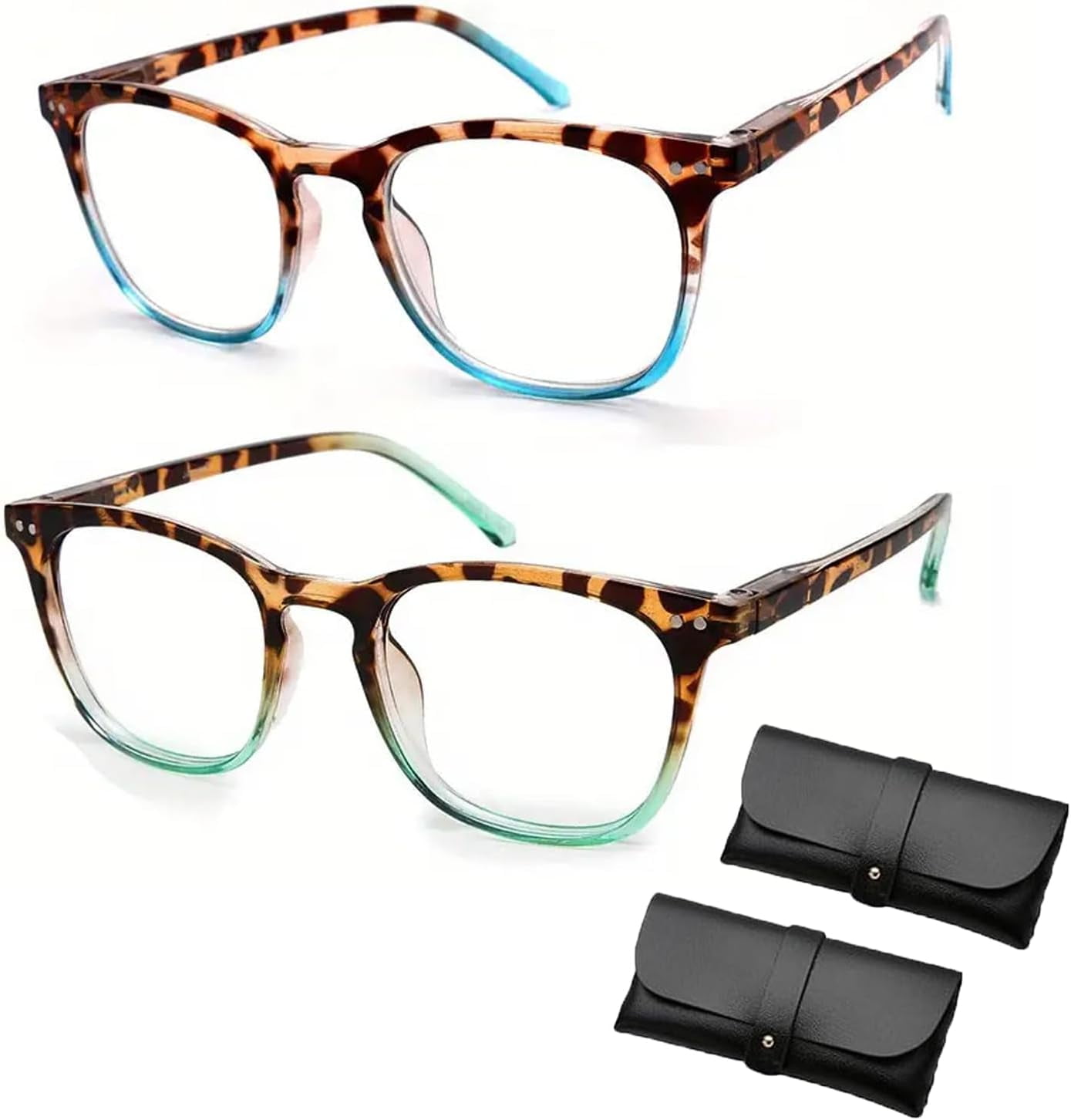 2PCS Protectivemethod Glasses - Women's Sexy Leopard Print Reading Glasses, Anti Blue Light Reading Glasses Women (1X,2PCS A)