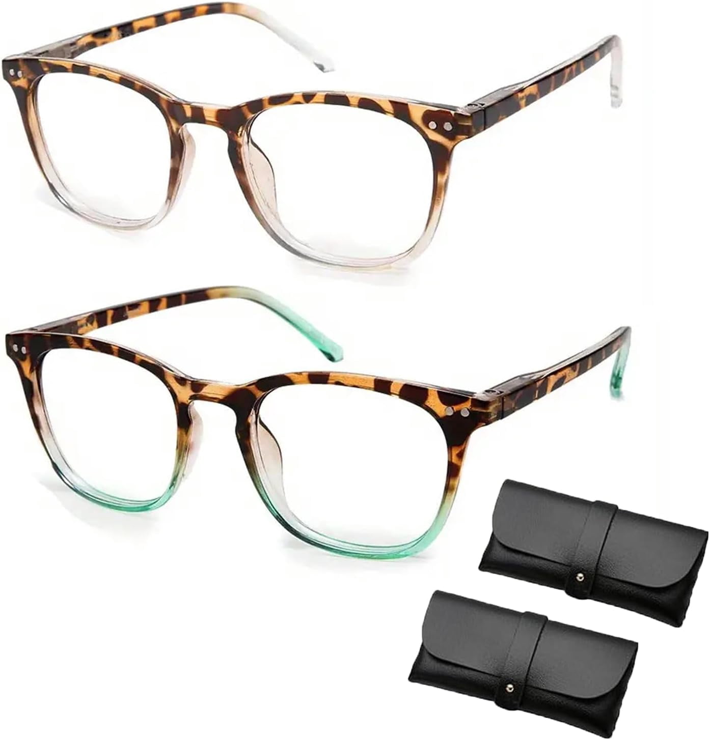 2PCS Protectivemethod Glasses - Women's Sexy Leopard Print Reading Glasses, Anti Blue Light Reading Glasses Women (3.5X,2PCS B)