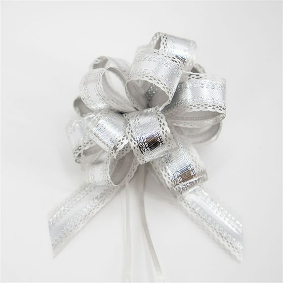 2PCS Pull Bows for Gift Wrapping,Phnom Penh Gift Wrap Pull Bows,for Gift Basket,Gift Bag Box Packaging Decoration, Christmas,Valentine's Day,Birthday,Anniversary,Wedding,Flower Shop Packaging(Silver)