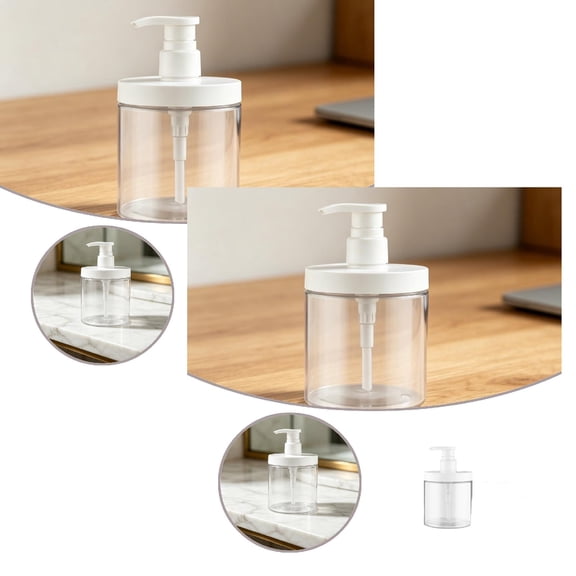2PCS Pump Bottle Dispenser Plastic Refillable Bottles Wide Mouth Jar Style Empty Bathroom Shower Containers for Lotion Shampoo ConditionerClear24oz