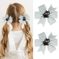 2PCS Pumpkin Hair Bows Clips, Kids Girls Halloween Hair Accessories, Headdress Glitter Bows Clips Hairgrips, Hair Barrette for Halloween Cosplay Costume Party Decorations