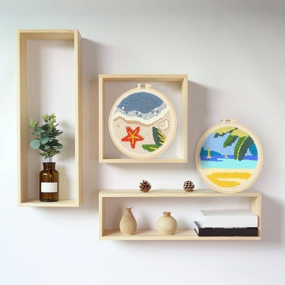 2PCS Punch Needle Kit DIY Punch Needle Embroidery Kit Includes Embroidery Fabrics Hoops Yarns Needles for Adults Beginners Craft Lovers