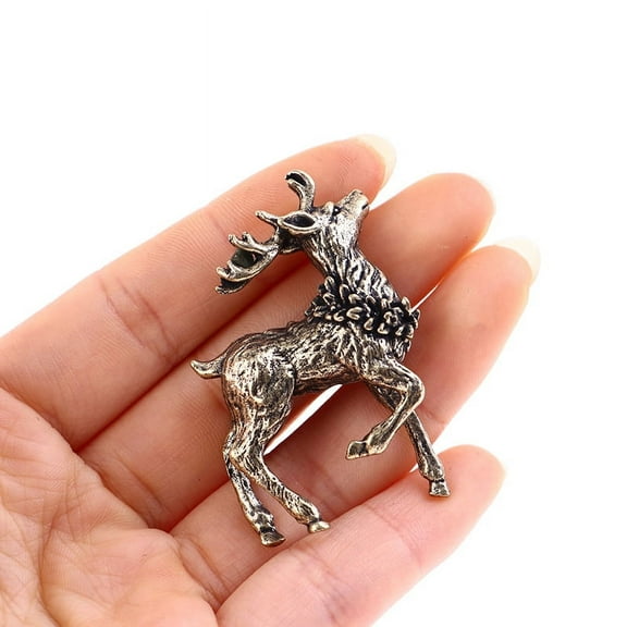 2PCS Pure Copper Deer Sculpture Ornaments Solid Brass Deer Miniature Figurines