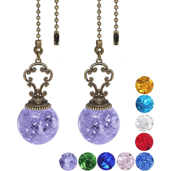 2PCS Purple Ceiling Fan Pull Chain Light Pull Chain Pull String Light Fixture Ceiling Fan Pull Chain Ornaments