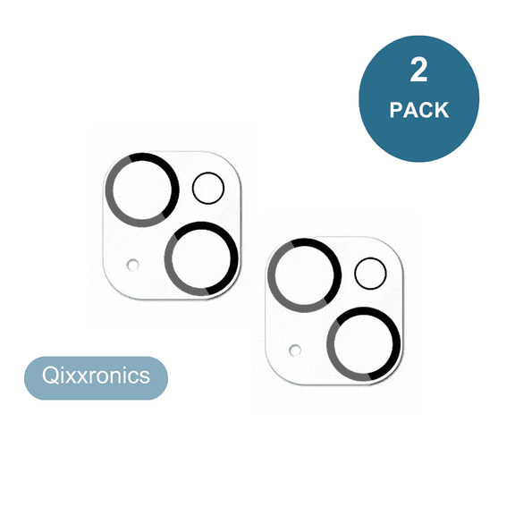 2PCS Qixxronics for iPhone 15 Camera Lens Protector Clear Tempered Glass Lens Cover Flim