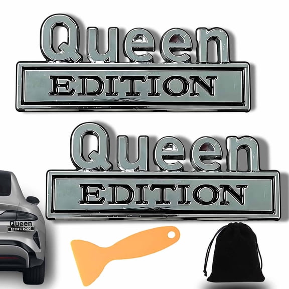2PCS Queen Edition 3D Emblem Sticker, 2026 New Queen Edition Emblem, Old Man Edition Car Emblem, Funny Edition License Plate Frame, Easy Stick, for Car Truck SUV