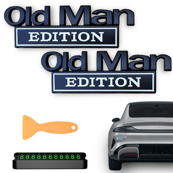 2PCS Queen Edition 3D Emblem Sticker Premium Automotive, Old Man Edition Car Emblem, Funny Decals for Car & Motorcycle Customization, Easy Installation