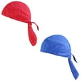thumbnail image 1 of 2PCS Quick Dry Scarf Pure Cycling Cap Summer Men Running Riding Bandana Headscarf Pirate Hat, Blue & Red, 1 of 6