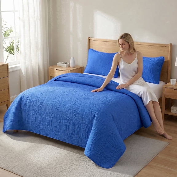 2PCS Quilted Coverlet Set, Delicate Stitching Stylish Bedding, Cozy Skin-Friendly, Hypoallergenic, Easy Care & Machine Washable