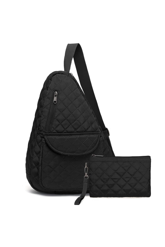 2PCS Quilted Nylon Sling Bag Set for Women and Men – Large Capacity Crossbody Chest and Shoulder Bags for Travel, Hiking, Work, Commute