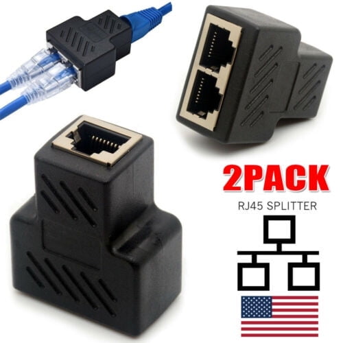 2PCS RJ45 Ethernet LAN Network Splitter Double Adapter Cable Connector CAT5/6/7