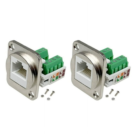 2PCS RJ45 Panel Mount Screw Terminal Adapter, RJ45/8P8C Female Panel Mount Connector, RJ45 Solderless Terminal Extender,2x RJ45 Panel Mount Screw Terminal Adapter,Silver