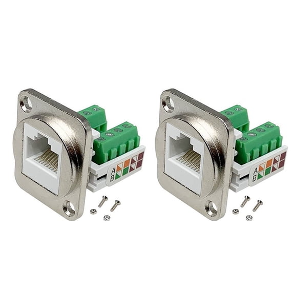 2PCS RJ45 Panel Mount Screw Terminal Adapter, RJ45/8P8C Female Panel Mount Connector, RJ45 Solderless Terminal Extender,2x RJ45 Panel Mount Screw Terminal Adapter,Silver