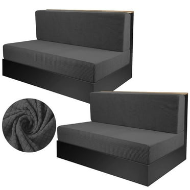 2PCS RV Dinette Cushion Covers, Elastic RV Camper Bench & Backrest Cushion Covers, Stretchy Camper Loveseat Sofa Protectors, Universal Fit & Machine Washable