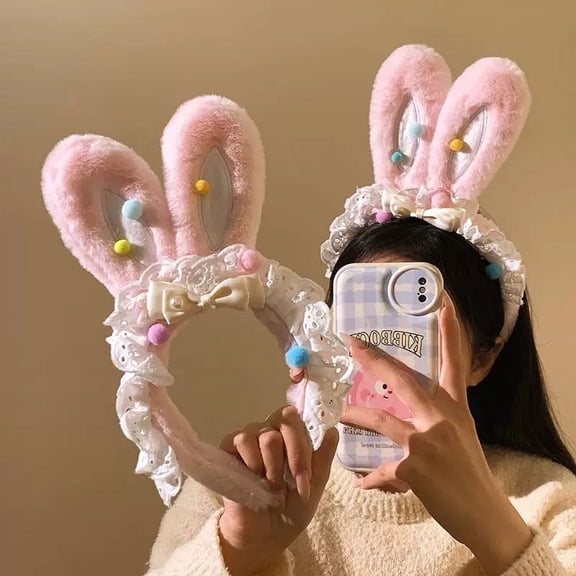 2PCS Rabbit Ears Bunny Hairbands Easter Bunny Ears Headband Plush Hairband Bunny Ears Hair Bands for Kids Girls Party