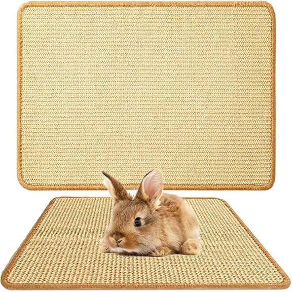 2PCS Rabbit Scratch Mat Natural Bunny Scratching Pad Claws and Teeth Care Rabbit Mats for Cages Rabbit Chew Toys for Bunny Pet Cage Bedding for Biting Sleeping Nesting