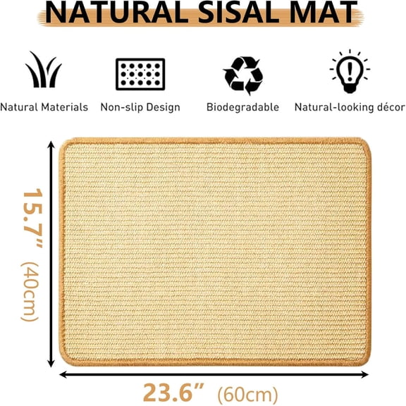 2PCS Rabbit Scratch Mat Natural Sisal for Grooming & Teeth Care, Chew Toy & Bedding for