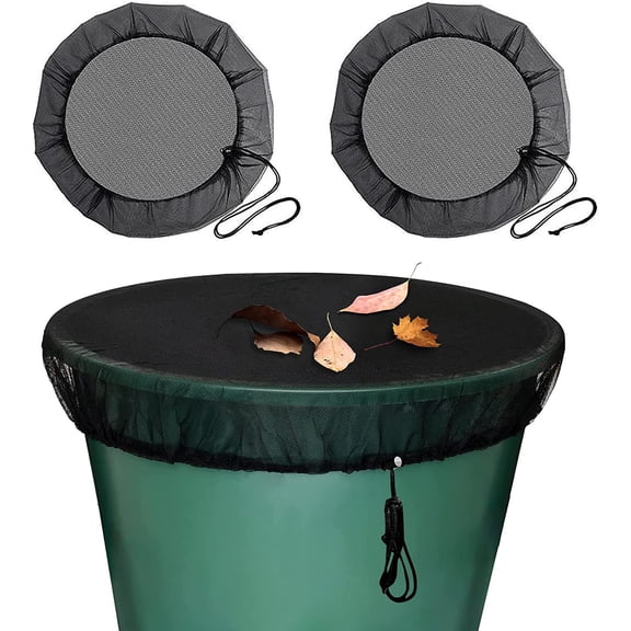 2PCS Rain Barrel Mesh Cover, Tank Mesh Protector Water Collection Buckets Barrels About 37.4 Inch Netting Screen for Keeping Mosquitoes, Leaves Debris Outdoor Garden