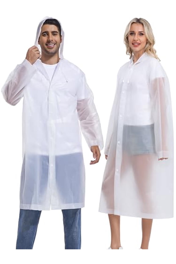 2PCS Rain Coats for Adults - Reusable Rain Jackets for Men & Women