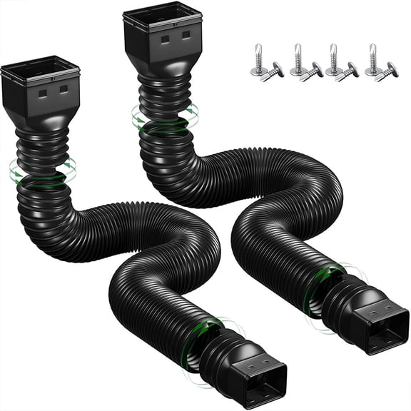 2PCS Rain Gutter Downspout Extensions Flexible,Universal Drain Downspout Extender Drainage Connector 21"-60",Screws for Included