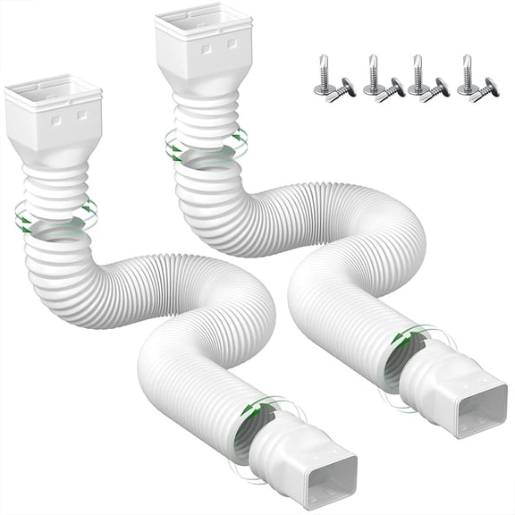2PCS Rain Gutter Downspout Extensions Flexible,Universal Drain Downspout Extender Drainage Connector 21"-60",Screws for Included