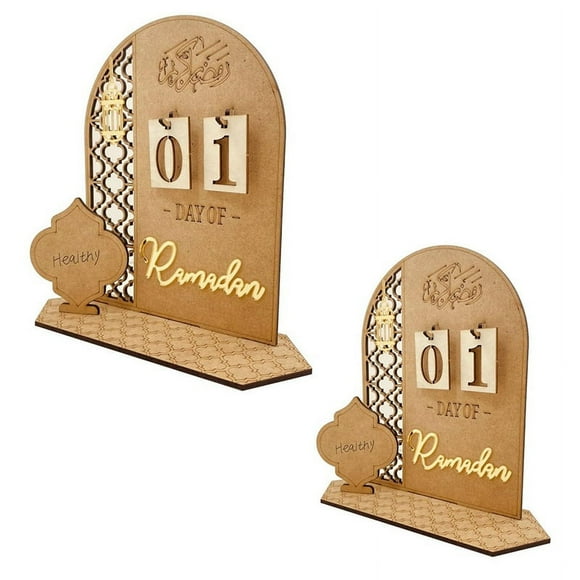 2PCS Ramadan Calendar Countdown - Decorations for Home Table Decor Gifts Kids A