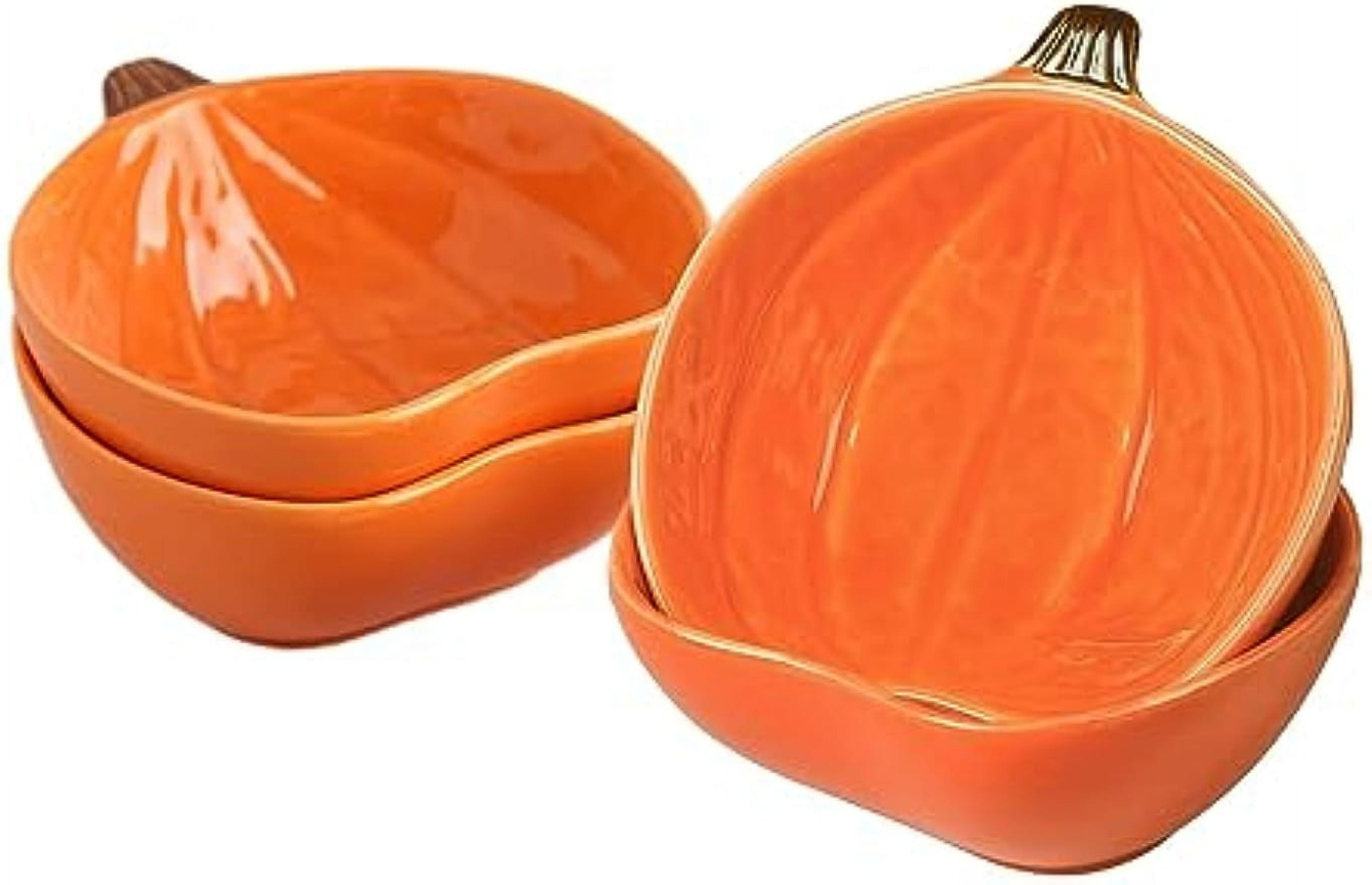 2PCS Ramekins 6 Ounces Oven Safe, Ceramic Ramekins Small Pumpkin Shaped