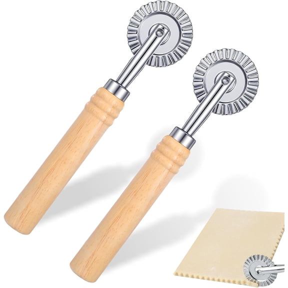 2PCS Ravioli Cutter Wheel, Pastry Cutter Wheel Stainless Steel Pasta Cutters Wheels with Ergonomic Handle Pizza Cutters Wheels for Pasta, Pastry, Dumpling, Noodles for Home and Kitchen - 1.5"