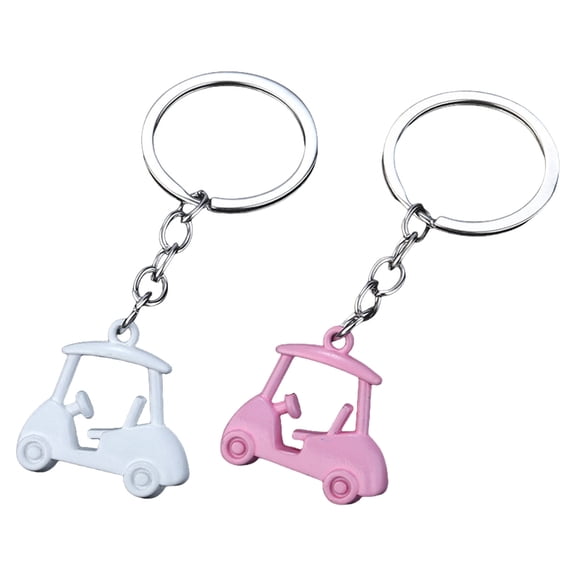 2PCS Realistic Golf Cart Keyring Decorative Zincs Alloy Keychain Golf Accessories For Everyday Use Sports Accessories